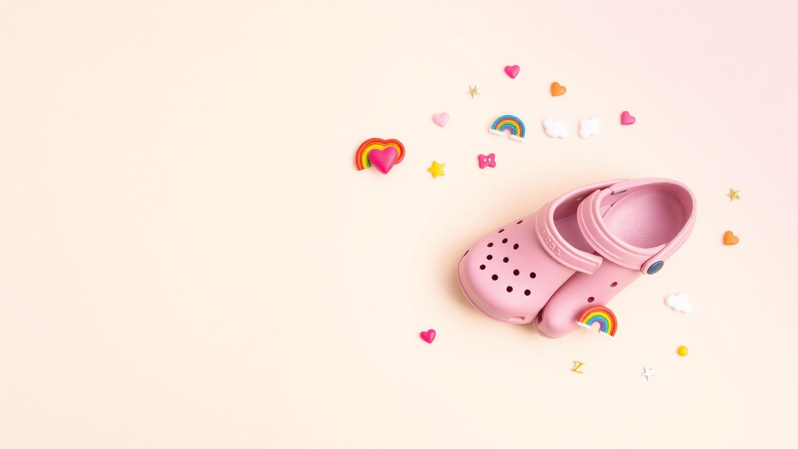 Babuche rosa da Maria's Charms com charms coloridos